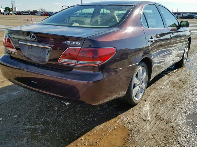 JTHBA30G255066188 - 2005 LEXUS ES 330 MAROON photo 4