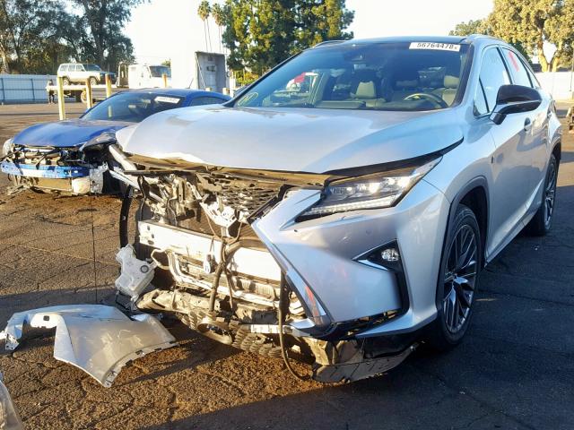 2T2BGMCAXGC005119 - 2016 LEXUS RX 450H SILVER photo 2