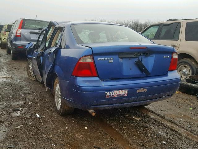 1FAFP34N25W220554 - 2005 FORD FOCUS ZX4 BLUE photo 3