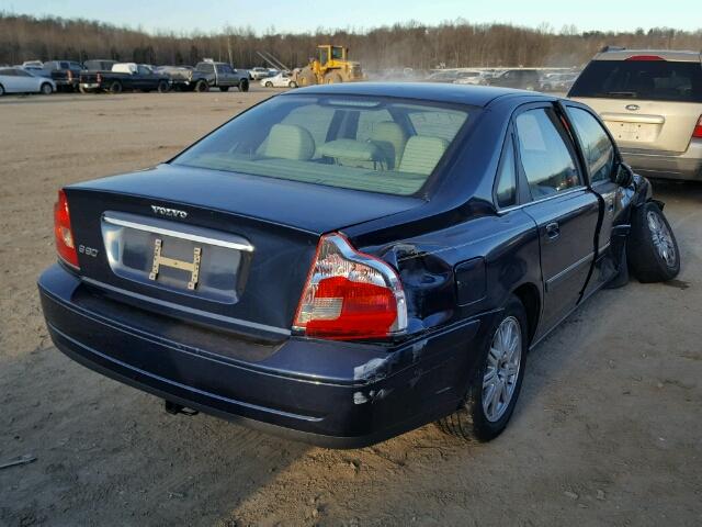 YV1TS59H641364298 - 2004 VOLVO S80 2.5T BLUE photo 4