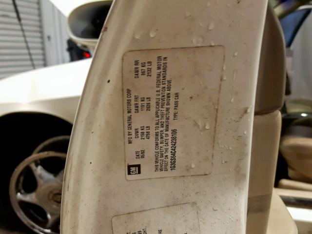 1G3GS64C424238106 - 2002 OLDSMOBILE AURORA 4.0 WHITE photo 10