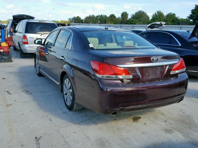 4T1BK3DBXBU413972 - 2011 TOYOTA AVALON BAS BURGUNDY photo 3