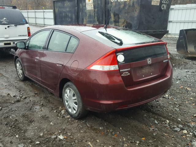 JHMZE2H56BS009120 - 2011 HONDA INSIGHT LX BURGUNDY photo 3