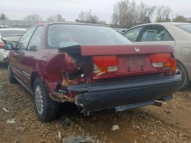 1HGCB7245NH013152 - 1992 HONDA ACCORD DX MAROON photo 3