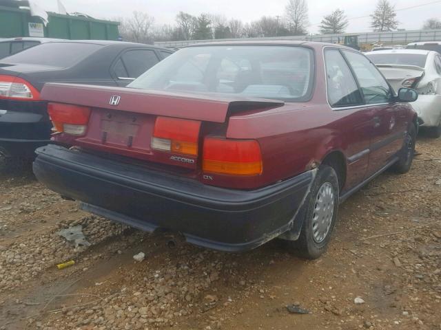 1HGCB7245NH013152 - 1992 HONDA ACCORD DX MAROON photo 4