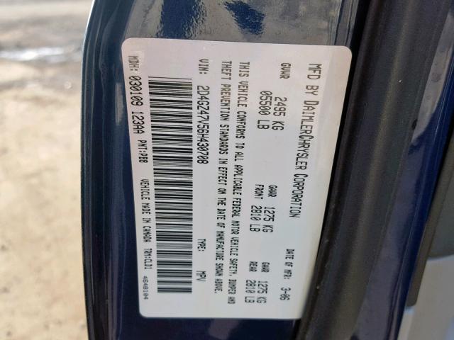 2D4GZ47V56H430708 - 2006 DODGE MAGNUM SXT BLUE photo 10