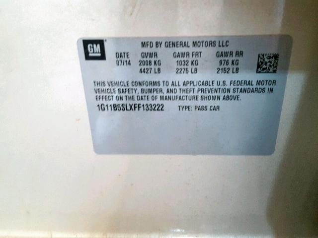 1G11B5SLXFF133222 - 2015 CHEVROLET MALIBU LS SILVER photo 10