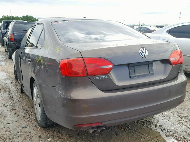 3VW1K7AJ6CM389983 - 2012 VOLKSWAGEN JETTA BASE BROWN photo 3