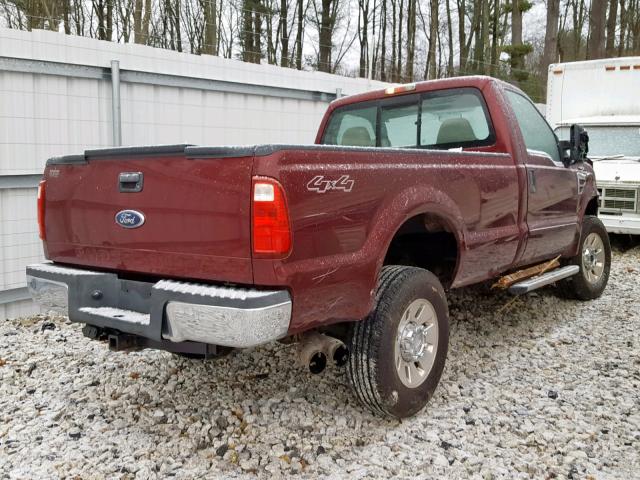 1FTWF31R98EC44767 - 2008 FORD F350 SRW S MAROON photo 4