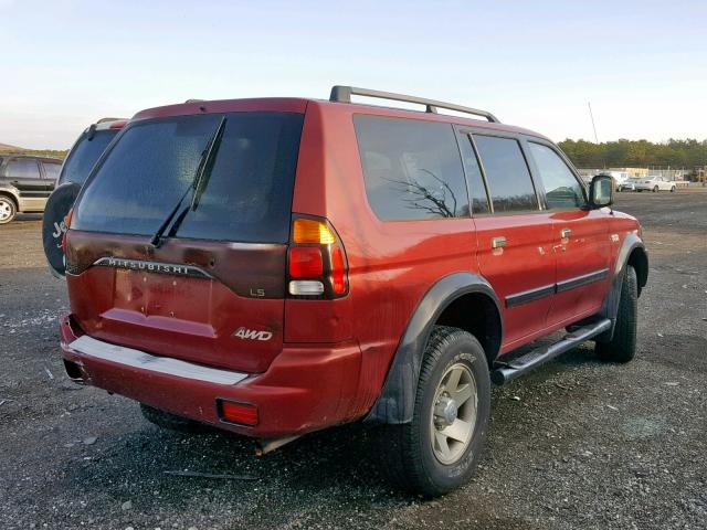 JA4MT21H52J038095 - 2002 MITSUBISHI MONTERO SP RED photo 4