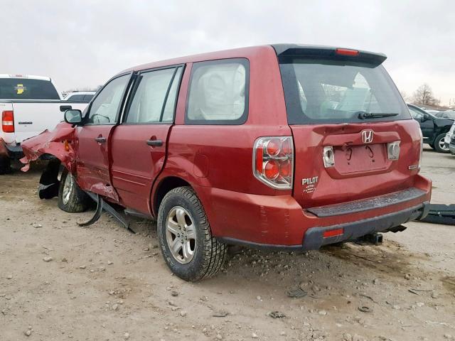 2HKYF18126H511371 - 2006 HONDA PILOT LX MAROON photo 3