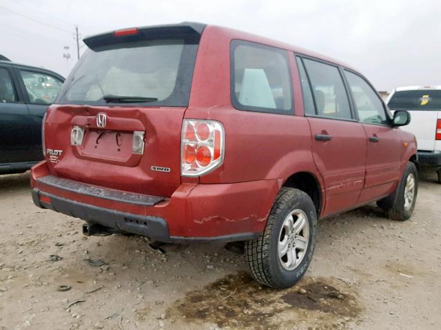 2HKYF18126H511371 - 2006 HONDA PILOT LX MAROON photo 4