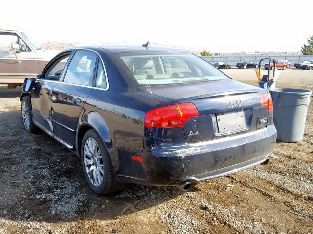 WAUDF78E38A142547 - 2008 AUDI A4 2.0T QU BLUE photo 3