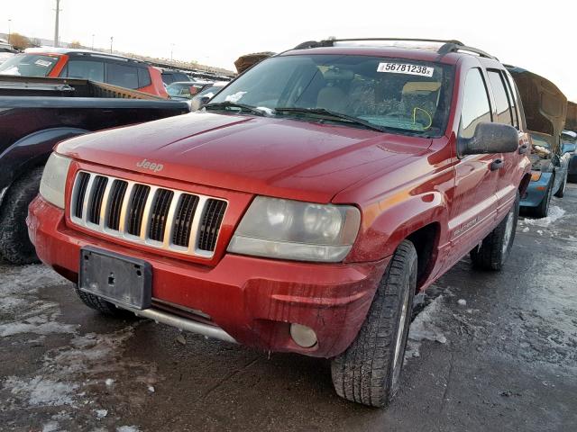 1J4GW48N94C126831 - 2004 JEEP GRAND CHER RED photo 2