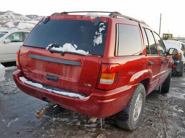 1J4GW48N94C126831 - 2004 JEEP GRAND CHER RED photo 4