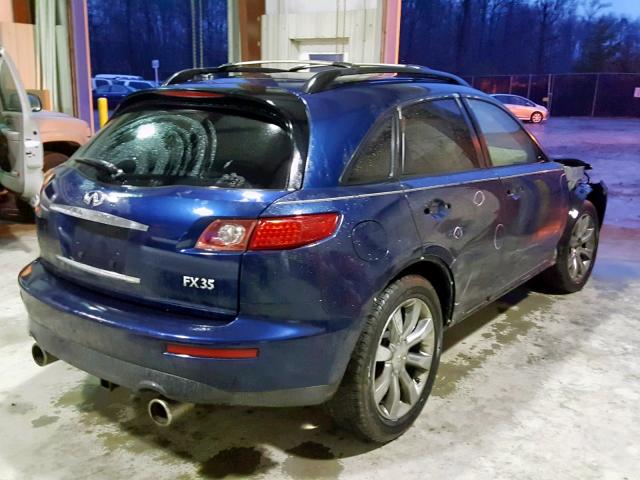 JNRAS08W95X202499 - 2005 INFINITI FX35 BLUE photo 4