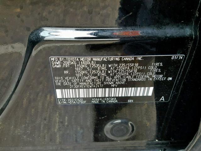 2T3DFREV1EW142417 - 2014 TOYOTA RAV4 LIMIT BLACK photo 10