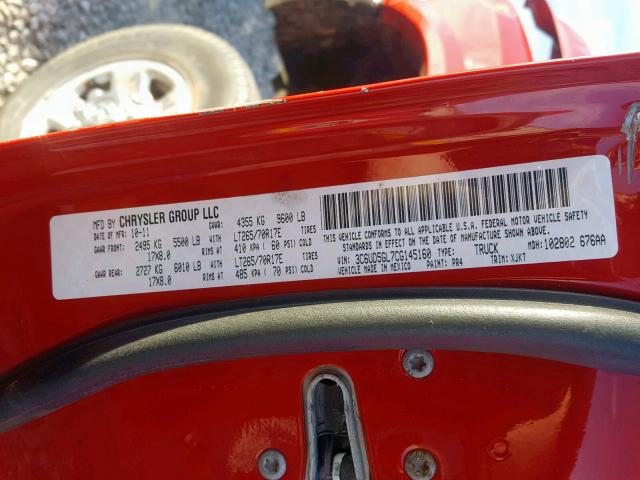 3C6UD5GL7CG145160 - 2012 DODGE RAM 2500 L RED photo 10