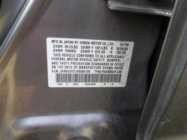 JHMGE87219S055126 - 2009 HONDA FIT GRAY photo 10