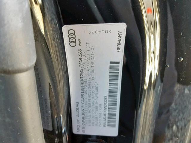 WAUM2AFH0GN012383 - 2016 AUDI A5 PREMIUM BLACK photo 10