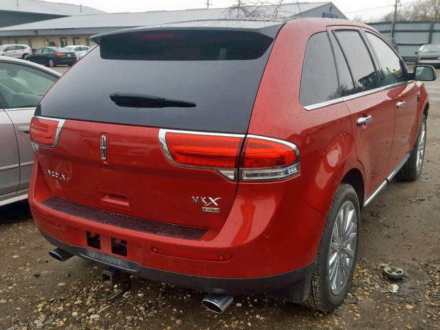 2LMDJ8JK6BBJ22618 - 2011 LINCOLN MKX RED photo 4