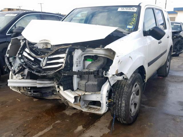 5FNYF3H26EB016513 - 2014 HONDA PILOT LX WHITE photo 2