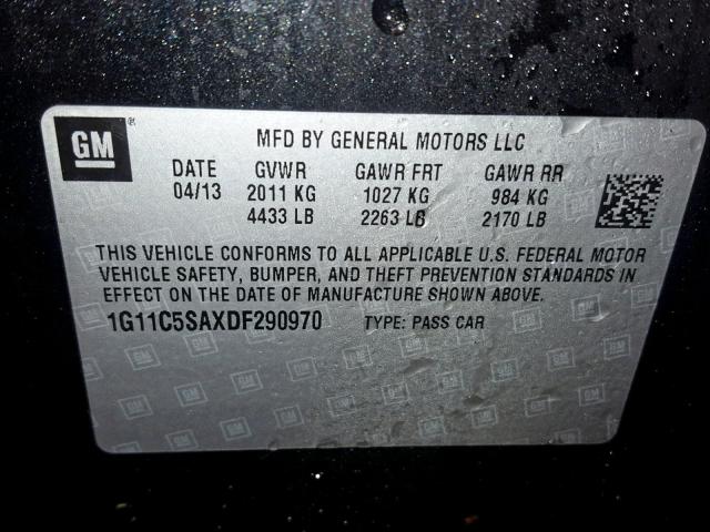 1G11C5SAXDF290970 - 2013 CHEVROLET MALIBU 1LT BLACK photo 10