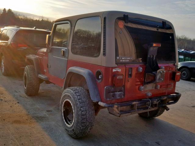 1J4FY29P8XP400124 - 1999 JEEP WRANGLER / RED photo 3