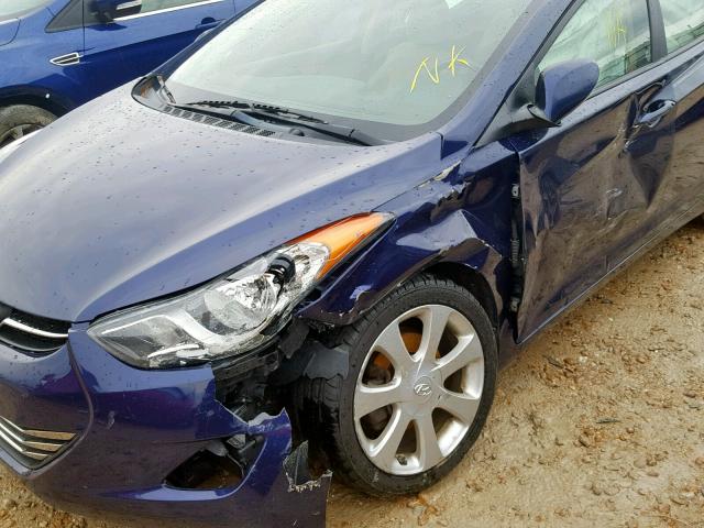 5NPDH4AEXDH155031 - 2013 HYUNDAI ELANTRA GL BLUE photo 9