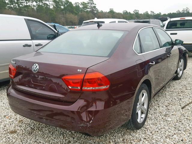 1VWBP7A39DC084343 - 2013 VOLKSWAGEN PASSAT SE MAROON photo 4