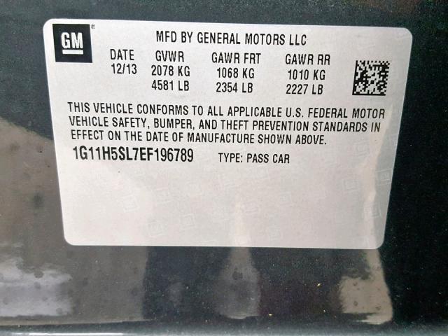 1G11H5SL7EF196789 - 2014 CHEVROLET MALIBU LTZ GRAY photo 10