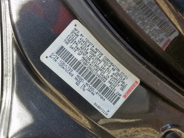 JT8BF28G210340559 - 2001 LEXUS ES 300 GRAY photo 10