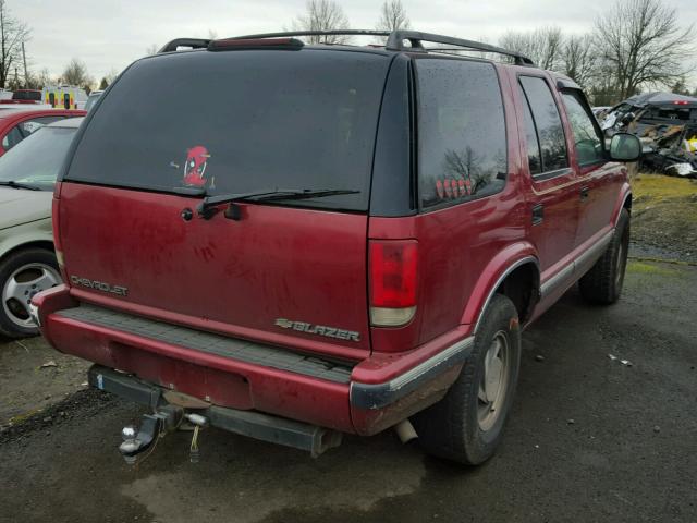 1GNDT13W0S2161493 - 1995 CHEVROLET BLAZER RED photo 4