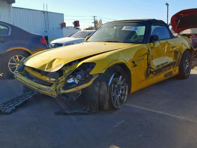 JHMAP114X1T001159 - 2001 HONDA S2000 YELLOW photo 2