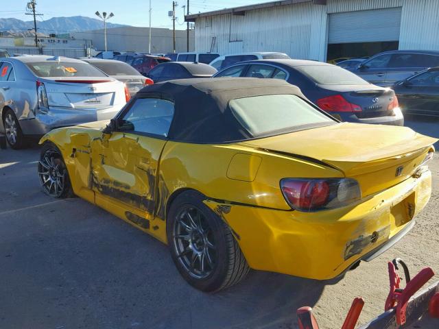 JHMAP114X1T001159 - 2001 HONDA S2000 YELLOW photo 3