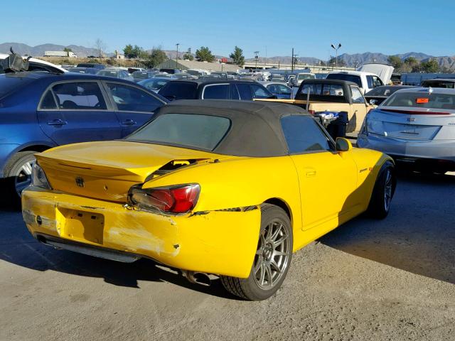 JHMAP114X1T001159 - 2001 HONDA S2000 YELLOW photo 4