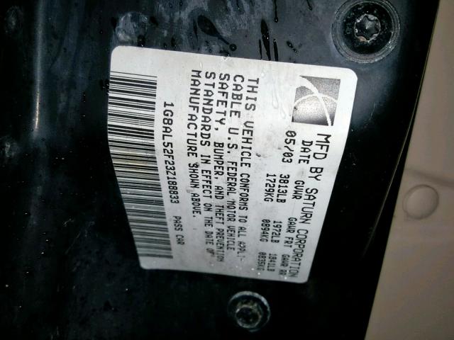 1G8AL52F23Z188833 - 2003 SATURN ION LEVEL BURGUNDY photo 10