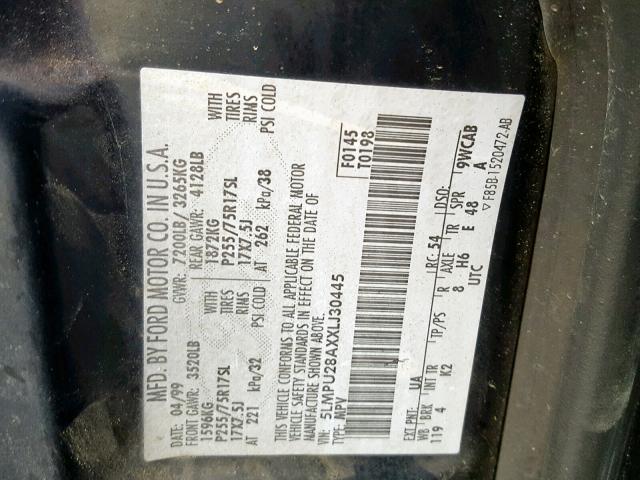 5LMPU28AXXLJ30445 - 1999 LINCOLN NAVIGATOR 黑色 照片 10