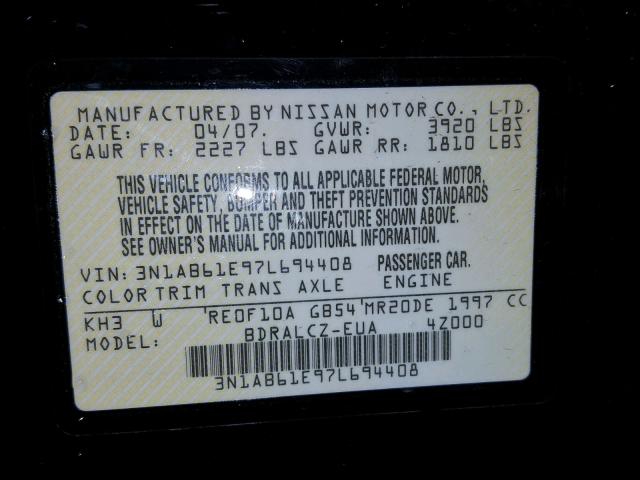 3N1AB61E97L694408 - 2007 NISSAN SENTRA 2.0 BLACK photo 10