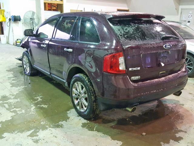 2FMDK4JC1BBA84452 - 2011 FORD EDGE SEL MAROON photo 3