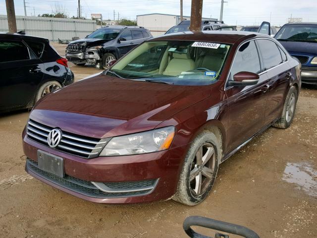 1VWBS7A31EC049926 - 2014 VOLKSWAGEN PASSAT SE BURGUNDY photo 2