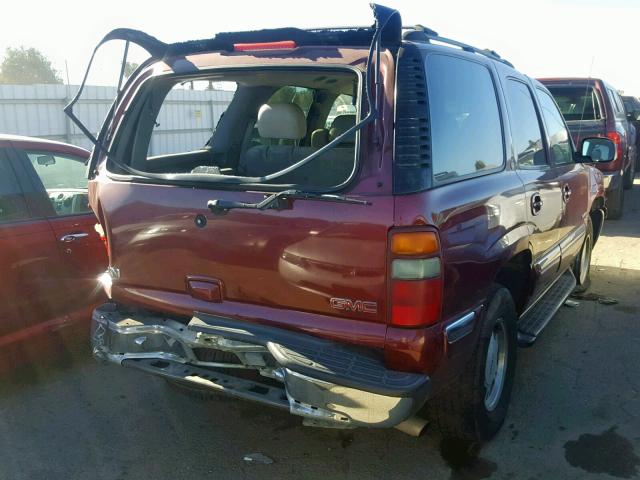 1GKEC13T11J166715 - 2001 GMC YUKON MAROON photo 4