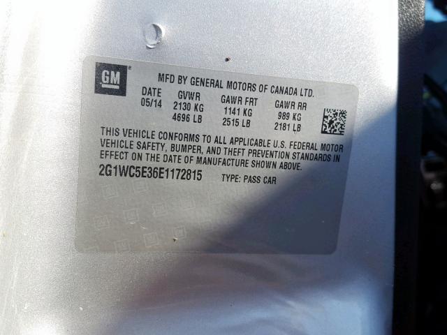 2G1WC5E36E1172815 - 2014 CHEVROLET IMPALA LIM SILVER photo 10