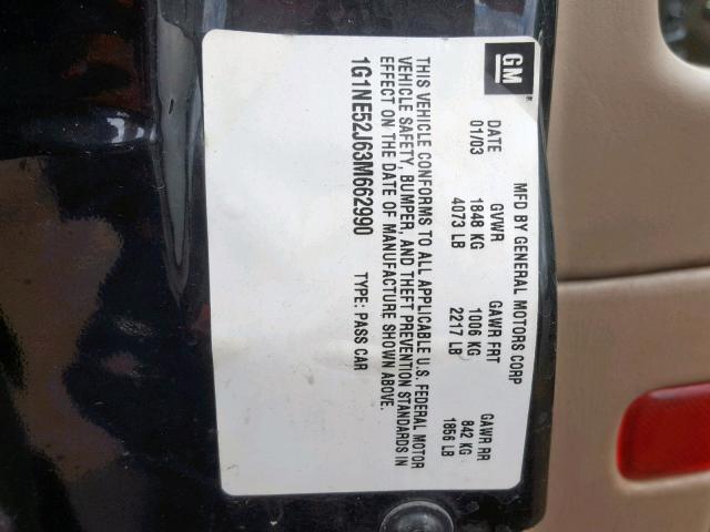 1G1NE52J63M662990 - 2003 CHEVROLET MALIBU LS 黑色 照片 10