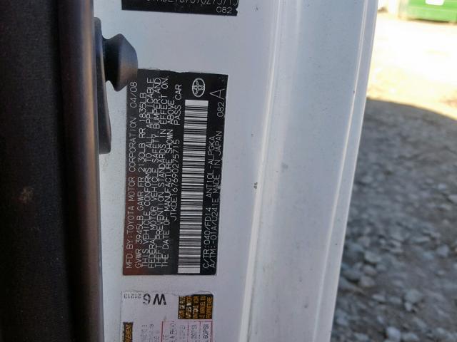 JTKDE167690275715 - 2009 TOYOTA SCION TC WHITE photo 10