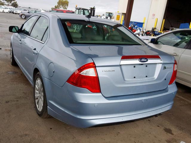 3FADP0L35AR284817 - 2010 FORD FUSION HYB BLUE photo 3