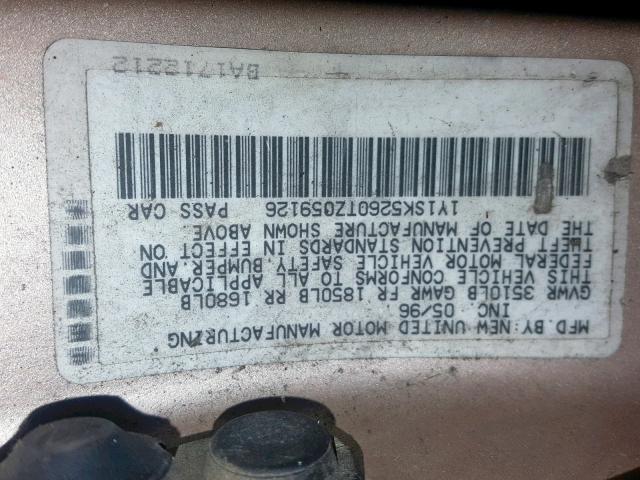 1Y1SK5260TZ059126 - 1996 GEO PRIZM BASE 米色 照片 10