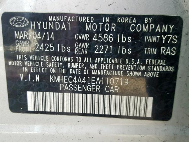 KMHEC4A41EA110719 - 2014 HYUNDAI SONATA HYB SILVER photo 10