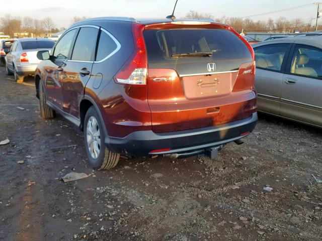 5J6RM4H70DL048469 - 2013 HONDA CR-V EXL MAROON photo 3