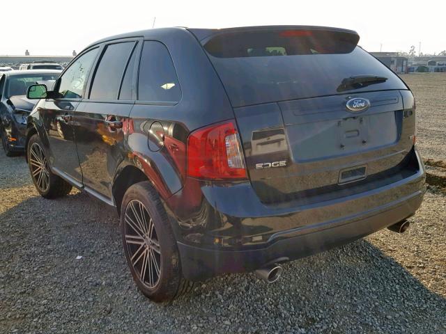 2FMDK3JC2DBE07887 - 2013 FORD EDGE SEL BLACK photo 3